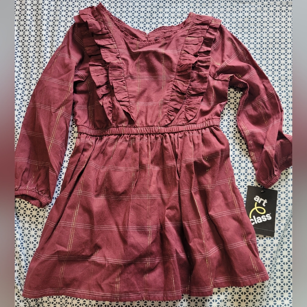 🎉5/$20 NWT Art Class Toddler Girl 3T Dark Burgundy Maroon Fall Dress
